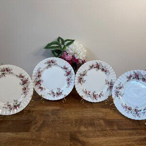 Royal Albert Lavender Rose Bread and Butter Plates Set of‎ 4 Vintage Bone China